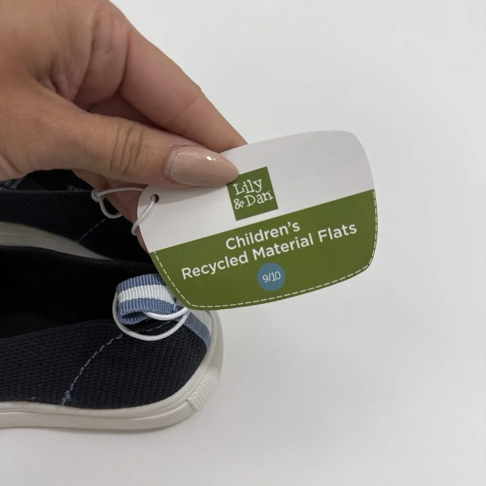 NEW Lily & Dan Toddler Recycled Material Flats Slip-On Sneakers Blue Size 9/10 - Picture 10 of 12